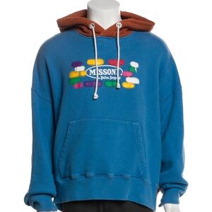 Missoni Blue Sweatshirt with Brown Hood